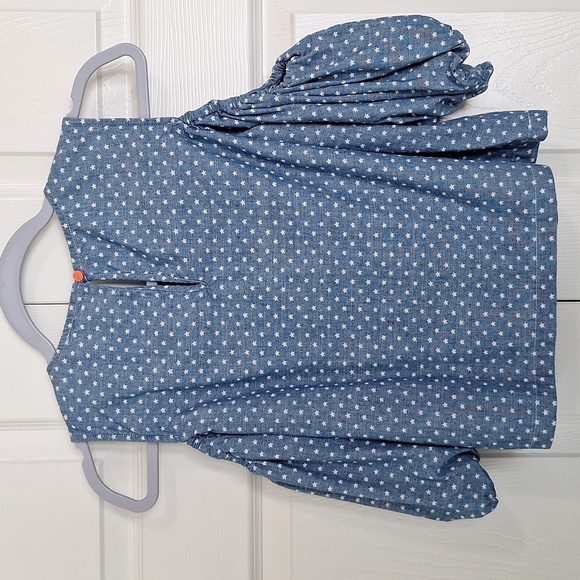 Crewcuts by J.Crew Girls' Peekaboo-Shoulder Top in Chambray Stars - Picture 3 of 14